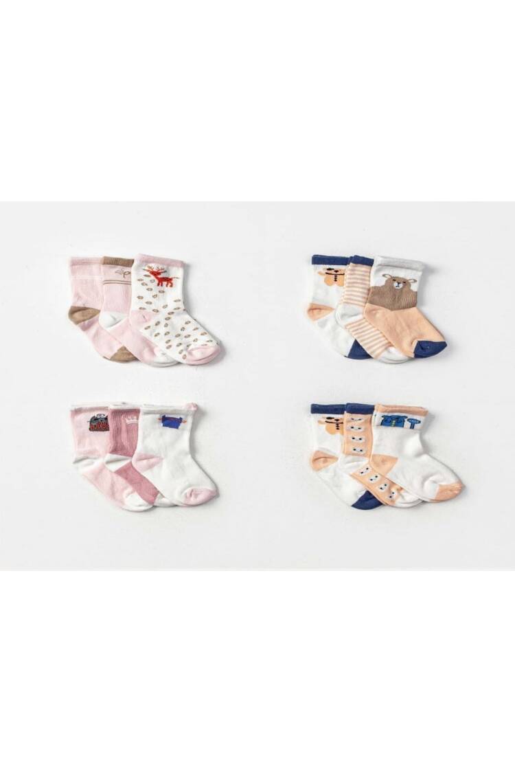Wholesale 12pcs Baby Girl Socks 6-12M - Brand: Defne - Kids & Baby Clothes Wholesale - Globality Store
