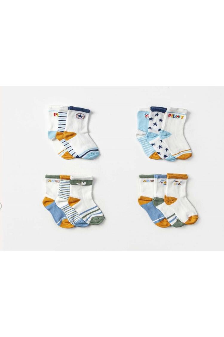 Wholesale 12pcs Boys Sock Socks 3-4Y - Brand: Defne - Kids & Baby Clothes Wholesale - Globality Store