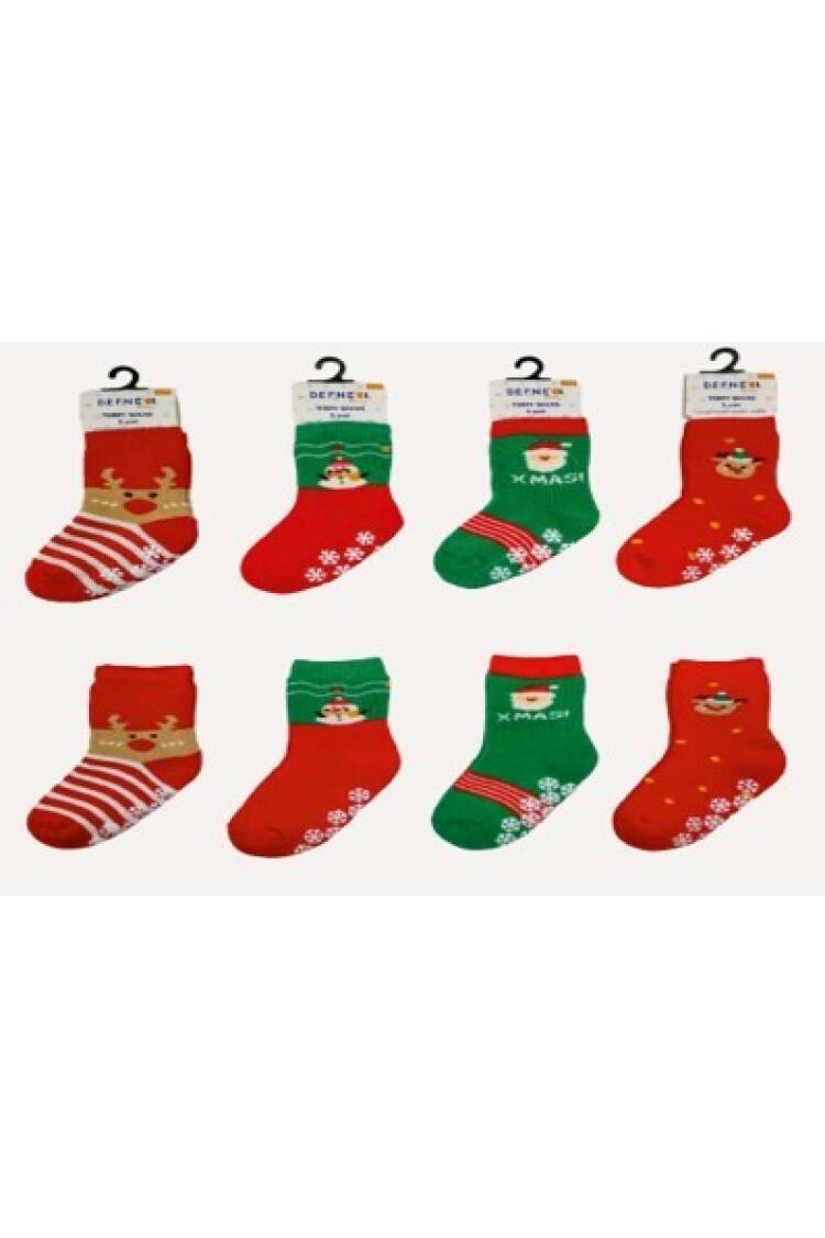 Wholesale 12pcs Unisex Christmas Towel Socks 18-24M - Brand: Defne - Kids & Baby Clothes Wholesale - Globality Store