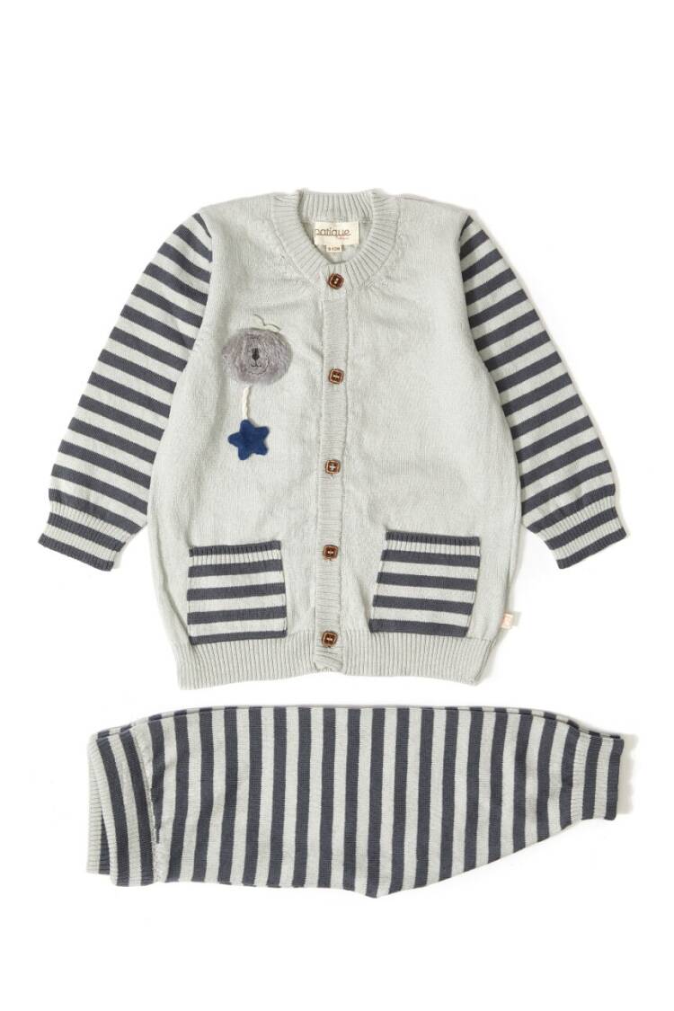 Wholesale 2-Piece Baby Boys Organic Cotton Striped Knitwear 3-12M - Brand: Uludağ Triko - Kids & Baby Clothes Wholesale - Globality Store