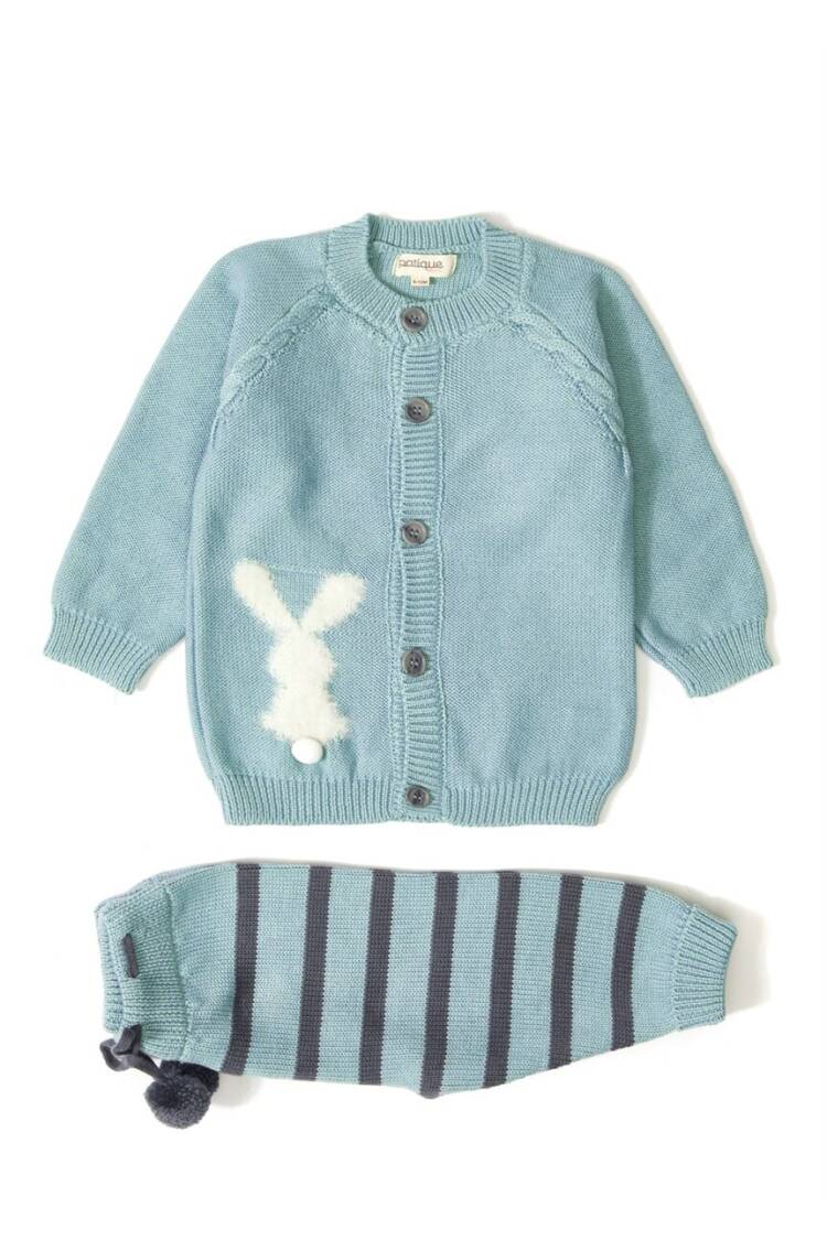 Wholesale Baby Girl 2-Piece Cardigan and Pants Set Organic Cotton 12-36M - Brand: Uludağ Triko - Kids & Baby Clothes Wholesale - Globality Store