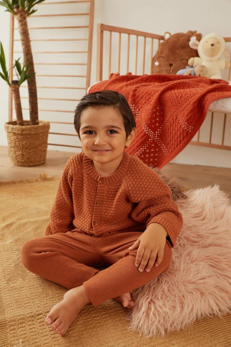 Wholesale Baby Girl 2-Piece Cardigan and Pants Set Organic Cotton 12-36M - Brand: Uludağ Triko - Kids & Baby Clothes Wholesale - Globality Store