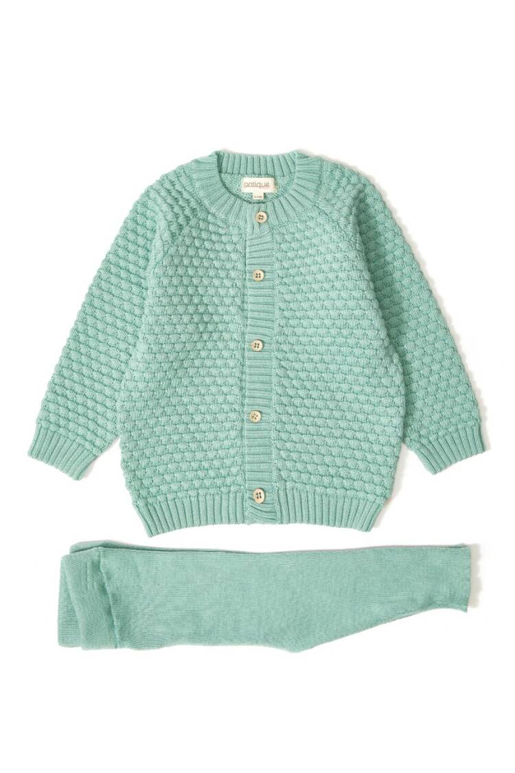 Wholesale Baby Girl 2-Piece Cardigan and Pants Set Organic Cotton 12-36M - Brand: Uludağ Triko - Kids & Baby Clothes Wholesale - Globality Store