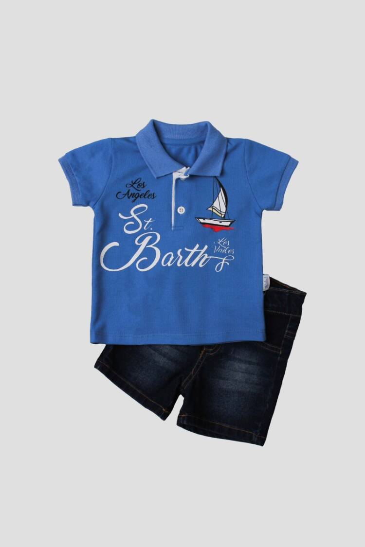 Wholesale 2-Piece Baby Boys T-Shirt Set with Denim Capri 6-24M - Brand: Kidexs - Kids & Baby Clothes Wholesale - Globality Store