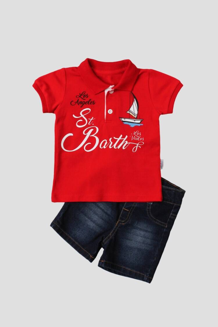 Wholesale 2-Piece Baby Boys T-Shirt Set with Denim Capri 6-24M - Brand: Kidexs - Kids & Baby Clothes Wholesale - Globality Store