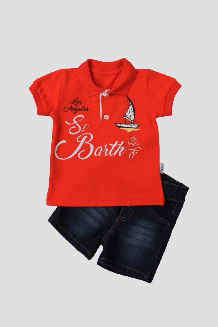 Wholesale 2-Piece Baby Boys T-Shirt Set with Denim Capri 6-24M - Brand: Kidexs - Kids & Baby Clothes Wholesale - Globality Store