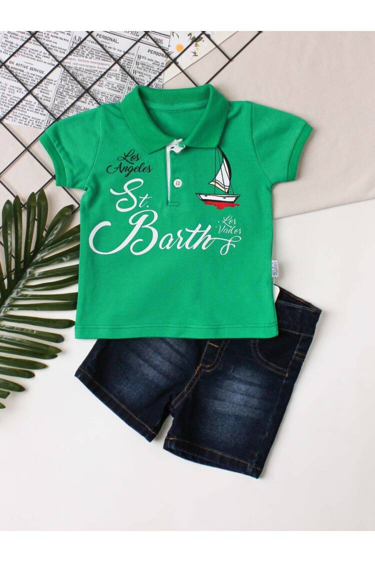 Wholesale 2-Piece Baby Boys T-Shirt Set with Denim Capri 6-24M - Brand: Kidexs - Kids & Baby Clothes Wholesale - Globality Store
