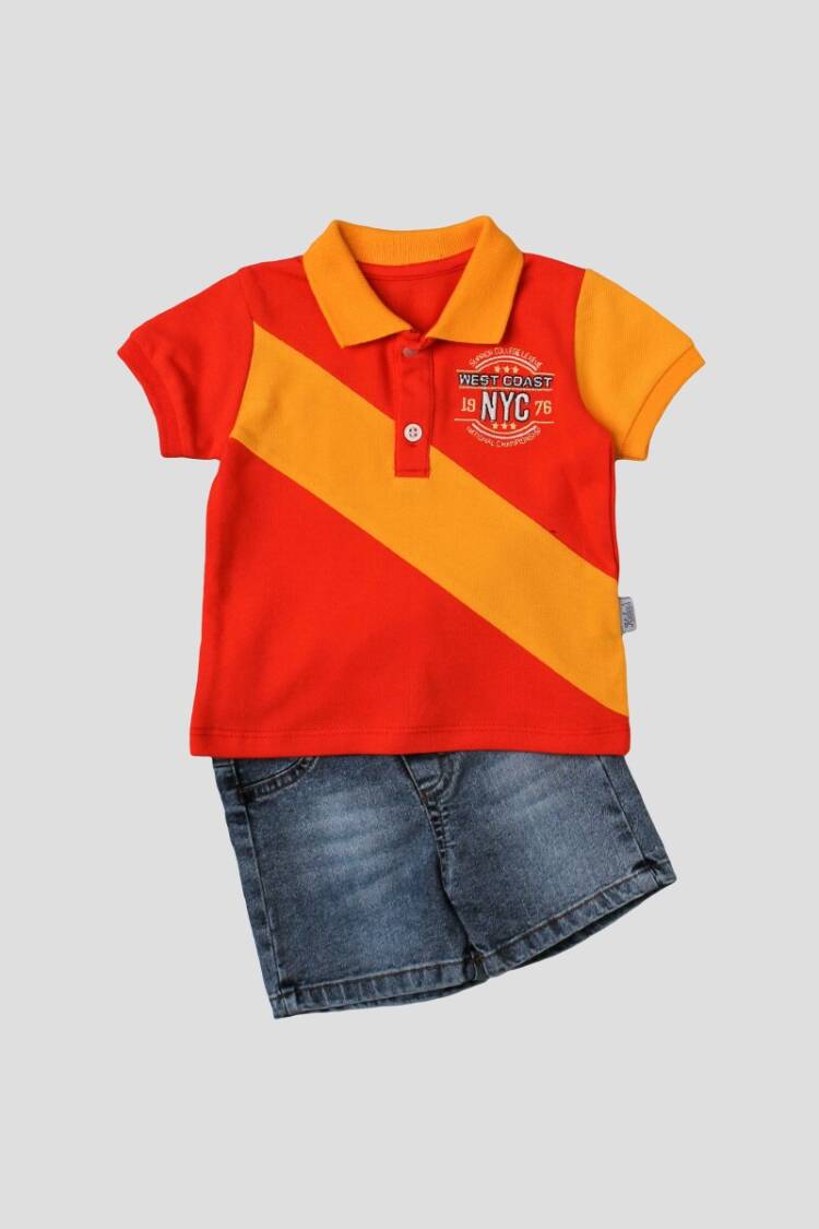 Wholesale 2-Piece Baby Boys T-Shirt Set with Denim Capri 6-24M - Brand: Kidexs - Kids & Baby Clothes Wholesale - Globality Store