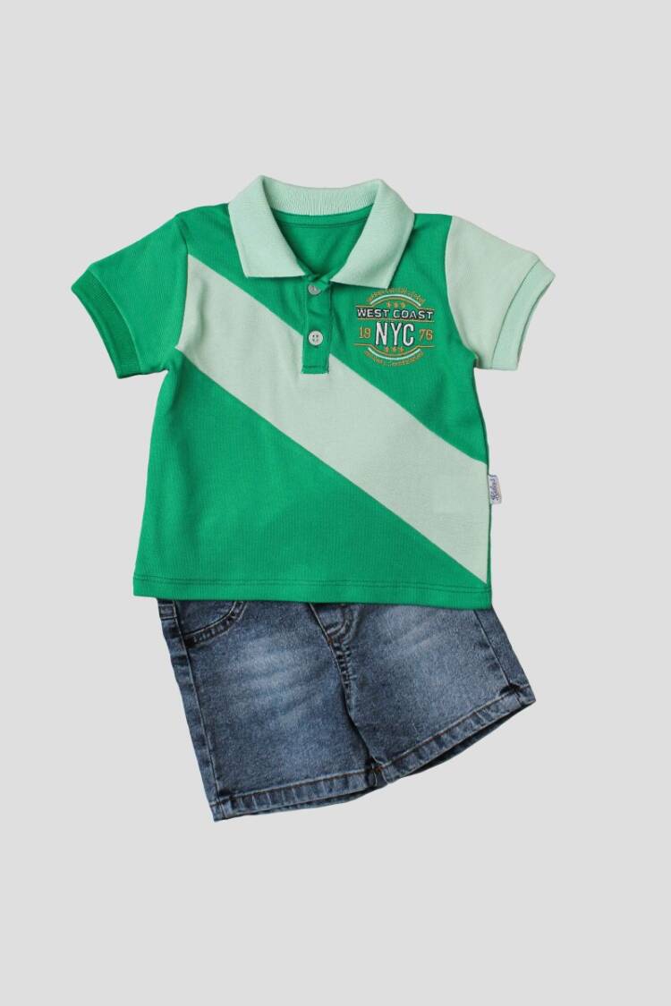 Wholesale 2-Piece Baby Boys T-Shirt Set with Denim Capri 6-24M - Brand: Kidexs - Kids & Baby Clothes Wholesale - Globality Store