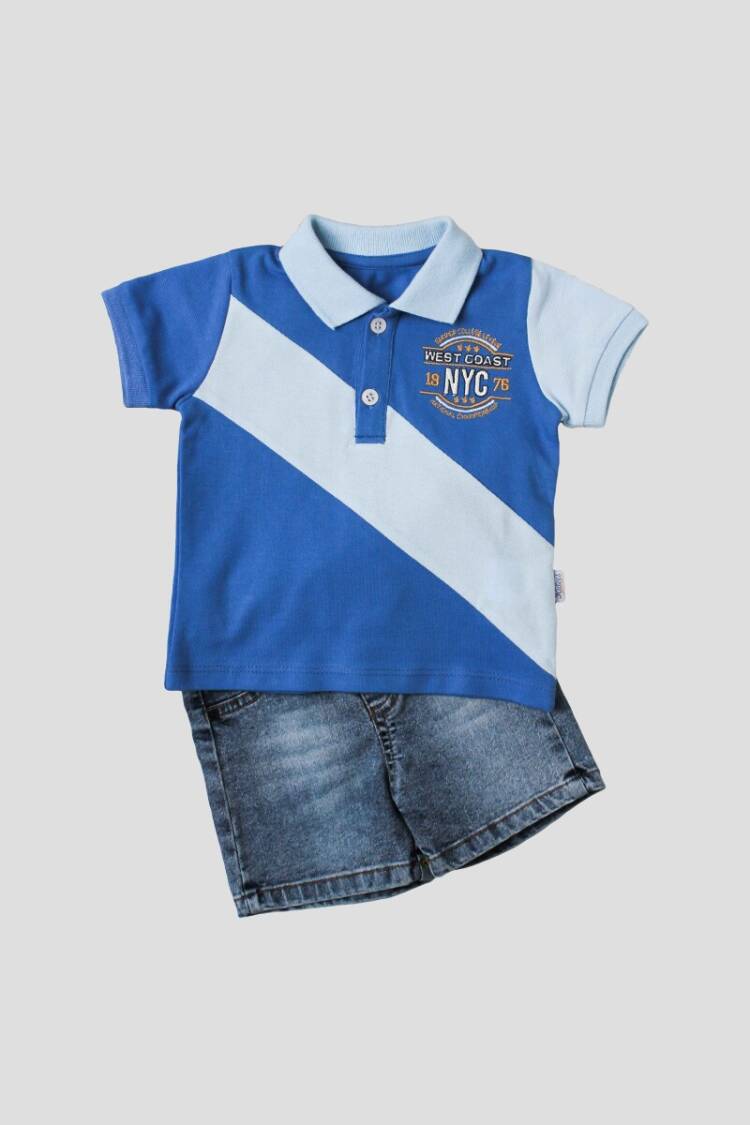 Wholesale 2-Piece Baby Boys T-Shirt Set with Denim Capri 6-24M - Brand: Kidexs - Kids & Baby Clothes Wholesale - Globality Store