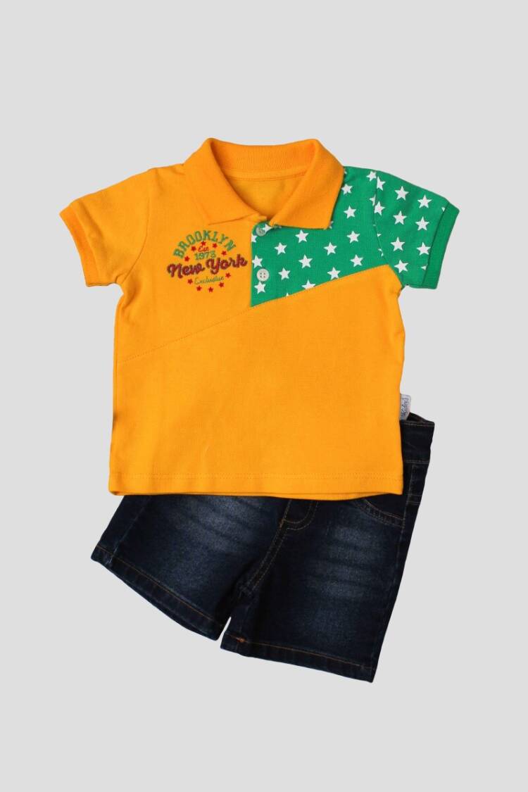 Wholesale 2-Piece Baby Boys T-Shirt Set with Denim Shorts 6-24M - Brand: Kidexs - Kids & Baby Clothes Wholesale - Globality Store