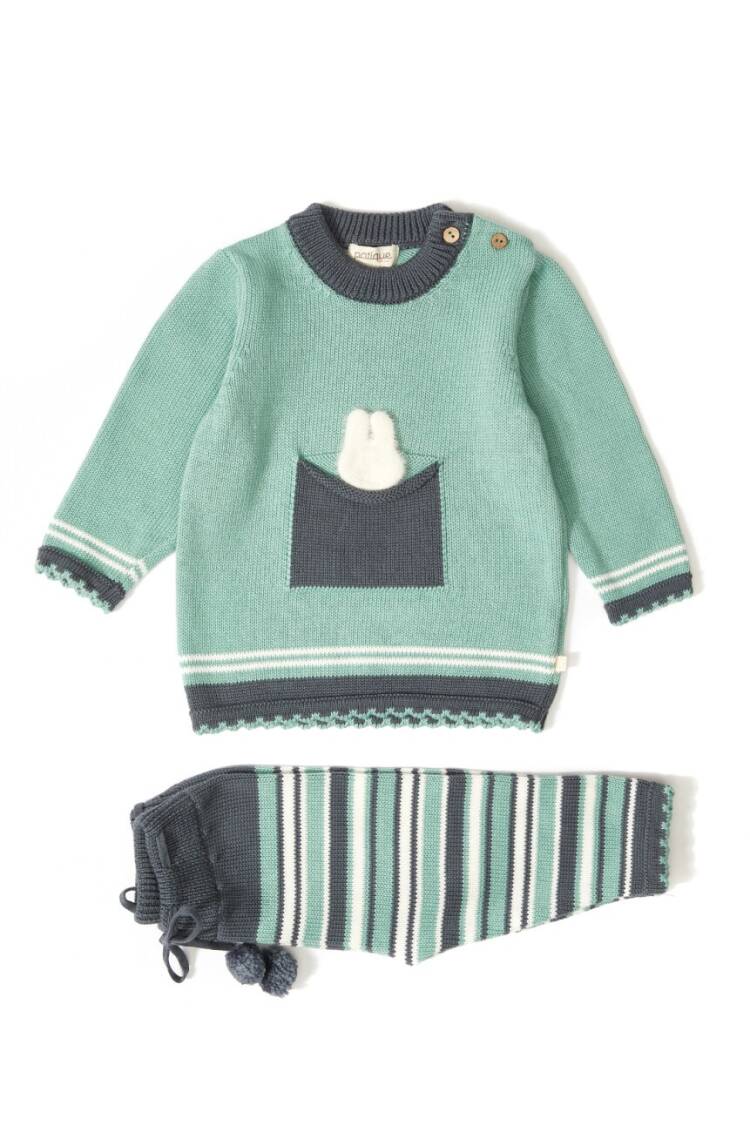 Wholesale 2-Piece Baby Girls Organic Knitwear Set with Sweater and Pants 12-36M 1061-121039 - Brand: Uludağ Triko - Kids & Baby Clothes Wholesale - Globality Store