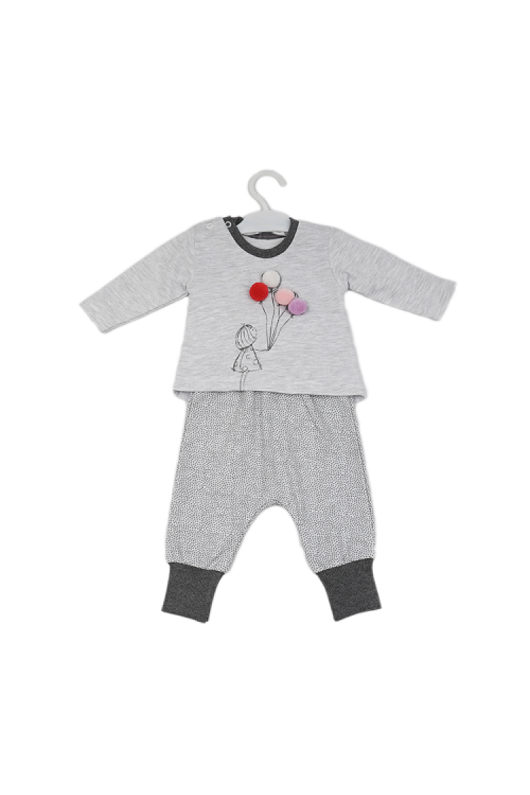 Wholesale 2-Piece Baby Girls Set with Sweat and Pants 3-12M Busra Bebe - Brand: Büşra Bebe - Kids & Baby Clothes Wholesale - Globality Store
