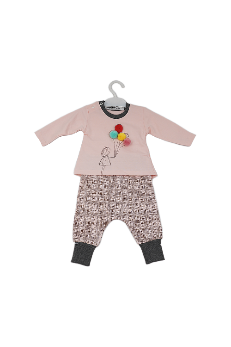Wholesale 2-Piece Baby Girls Set with Sweat and Pants 3-12M Busra Bebe - Brand: Büşra Bebe - Kids & Baby Clothes Wholesale - Globality Store