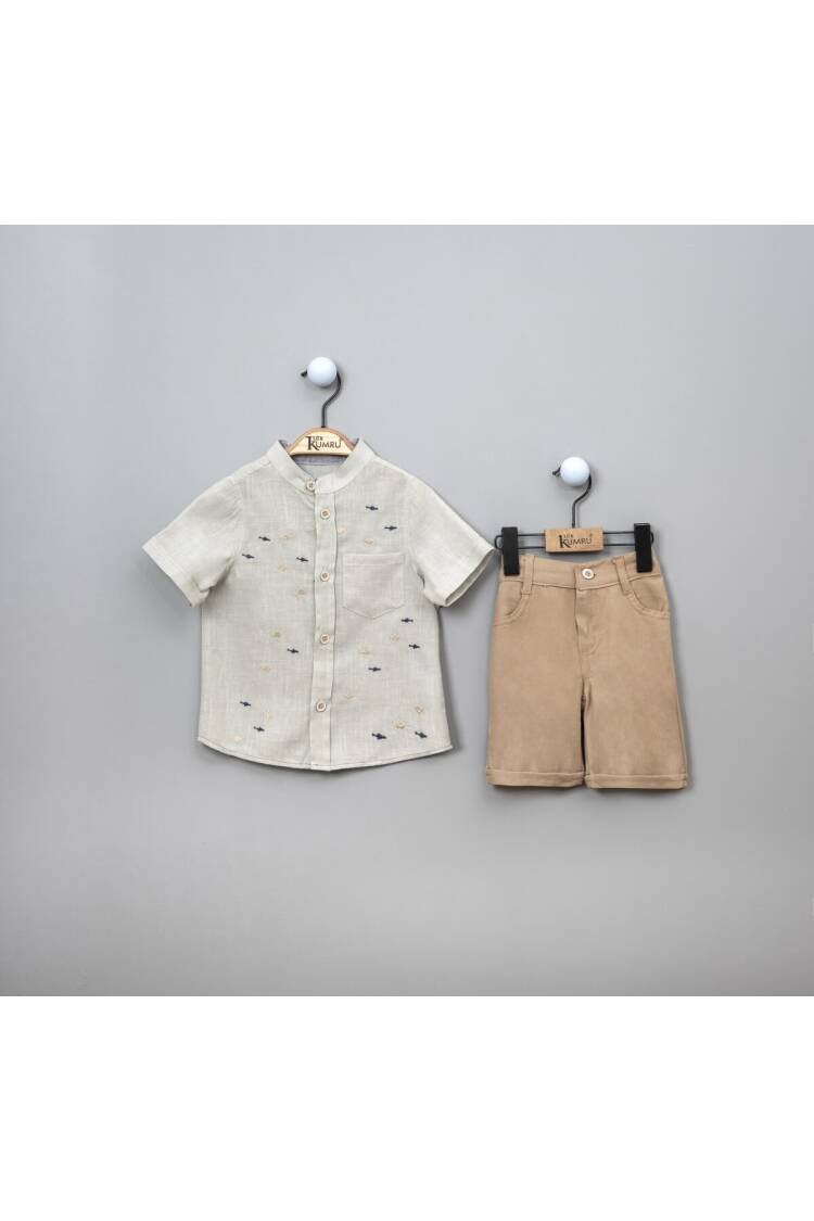 Wholesale 2-Piece Boys Patterned Shirt Set With Shorts 2-5Y - Brand: Kumru Bebe - Kids & Baby Clothes Wholesale - Globality Store