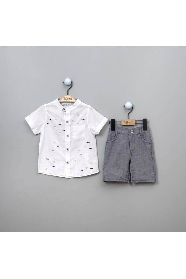 Wholesale 2-Piece Boys Patterned Shirt Set With Shorts 2-5Y - Brand: Kumru Bebe - Kids & Baby Clothes Wholesale - Globality Store