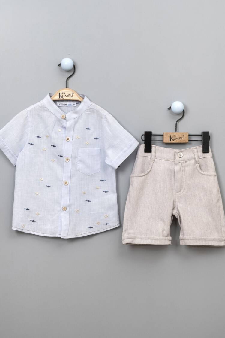 Wholesale 2-Piece Boys Patterned Shirt Set With Shorts 2-5Y - Brand: Kumru Bebe - Kids & Baby Clothes Wholesale - Globality Store