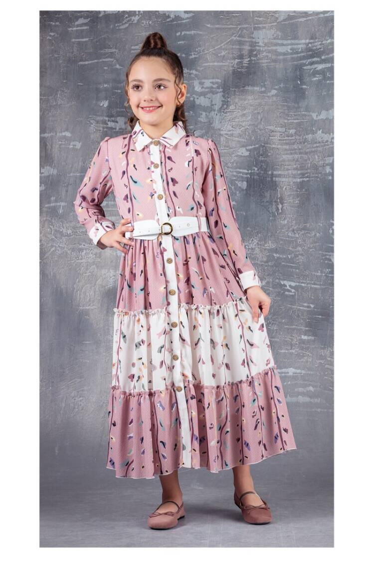 Wholesale 2-Piece Girls Dress Set with Belt 9-12Y - Brand: Tivido - Kids & Baby Clothes Wholesale - Globality Store