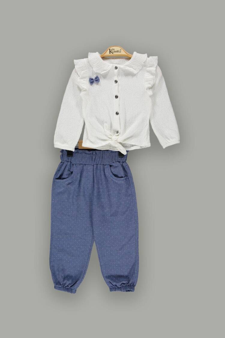 Wholesale 2-Piece Girls Ruffled Shirt Sets With Pants 2-5Y - Brand: Kumru Bebe - Kids & Baby Clothes Wholesale - Globality Store