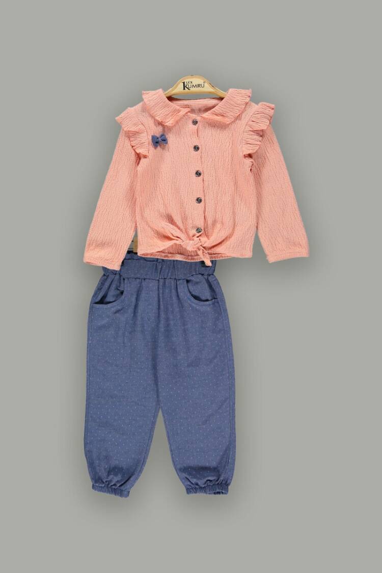 Wholesale 2-Piece Girls Ruffled Shirt Sets With Pants 2-5Y - Brand: Kumru Bebe - Kids & Baby Clothes Wholesale - Globality Store