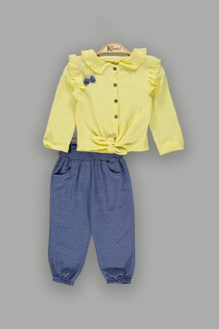 Wholesale 2-Piece Girls Ruffled Shirt Sets With Pants 2-5Y - Brand: Kumru Bebe - Kids & Baby Clothes Wholesale - Globality Store