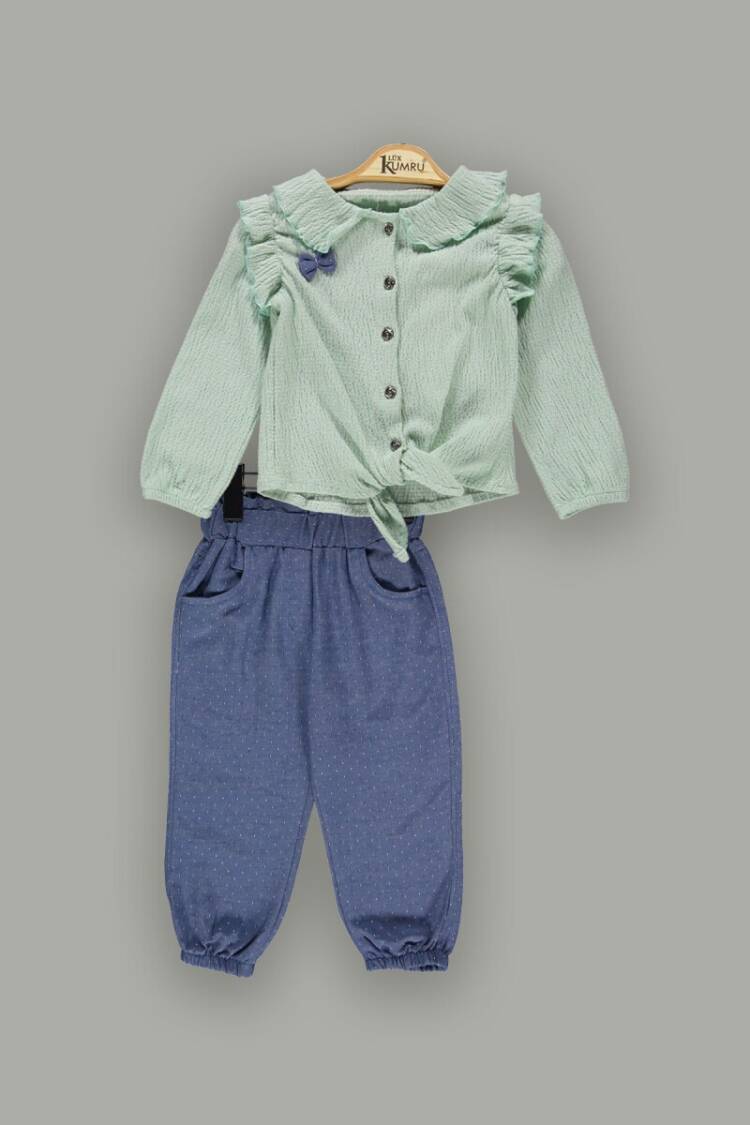 Wholesale 2-Piece Girls Ruffled Shirt Sets With Pants 2-5Y - Brand: Kumru Bebe - Kids & Baby Clothes Wholesale - Globality Store