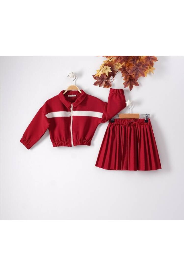 Wholesale 2-Piece Girls Set with Skirt and Cardigan 3-6Y - Brand: Büşra Bebe - Kids & Baby Clothes Wholesale - Globality Store