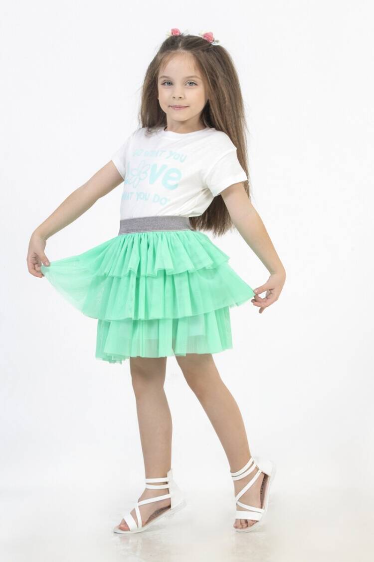Wholesale 2-Piece Girls Skirt and T-shirt Set 4-8Y 1081-M 0142 - Brand: DMB Boys&Girls - Kids & Baby Clothes Wholesale - Globality Store