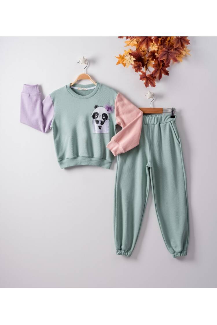 Wholesale 2-Piece Girls Tracksuit Set with Panda 7-10Y - Brand: Büşra Bebe - Kids & Baby Clothes Wholesale - Globality Store