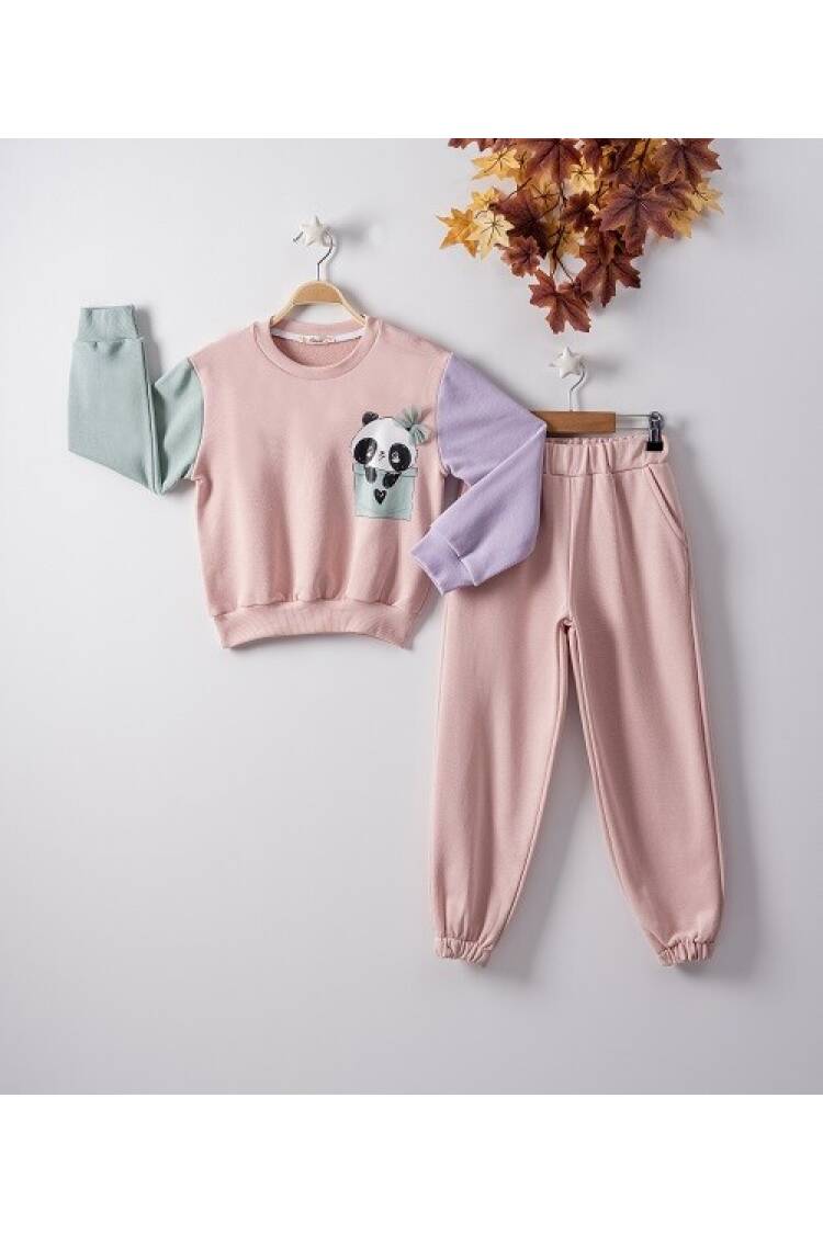 Wholesale 2-Piece Girls Tracksuit Set with Panda 7-10Y - Brand: Büşra Bebe - Kids & Baby Clothes Wholesale - Globality Store