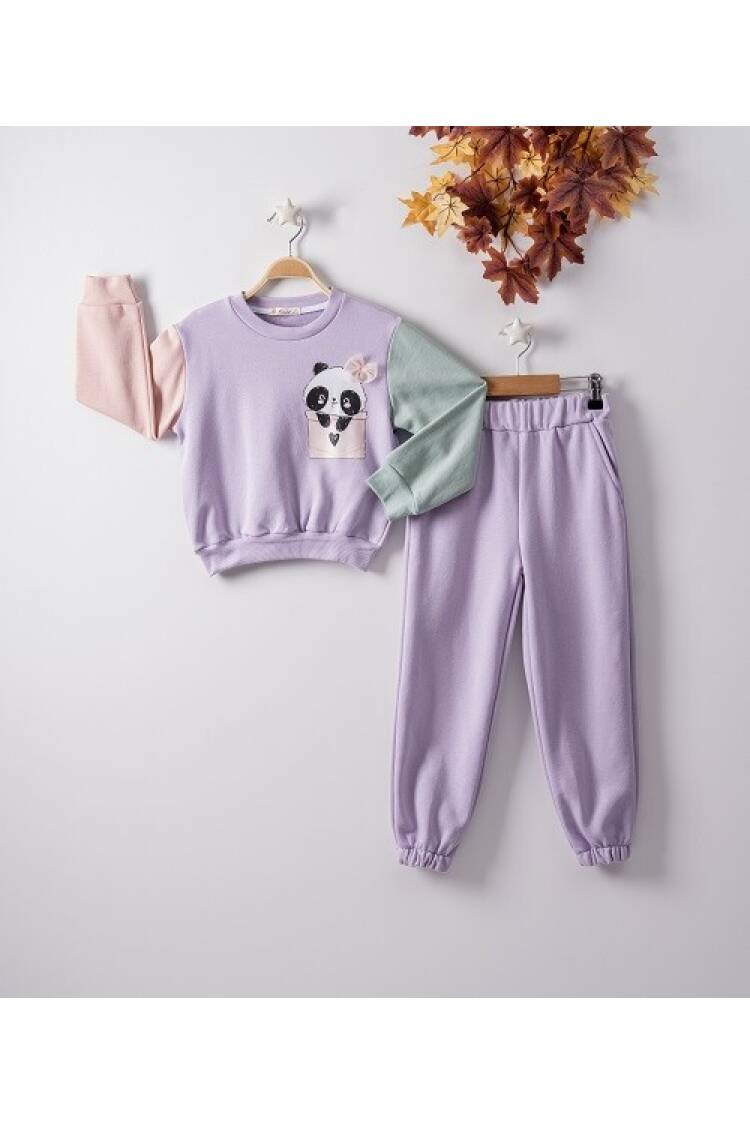 Wholesale 2-Piece Girls Tracksuit Set with Panda 7-10Y - Brand: Büşra Bebe - Kids & Baby Clothes Wholesale - Globality Store