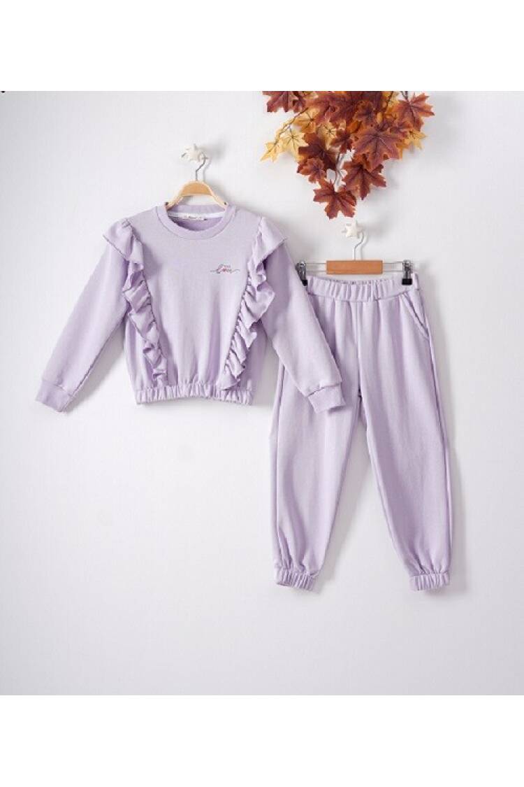 Wholesale 2-Piece Girls Tracksuit Set with Ruffled 7-10Y Busra Bebe - Brand: Büşra Bebe - Kids & Baby Clothes Wholesale - Globality Store