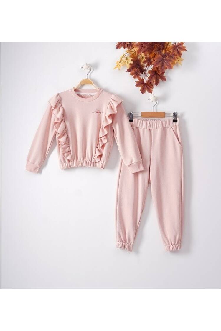Wholesale 2-Piece Girls Tracksuit Set with Ruffled 7-10Y Busra Bebe - Brand: Büşra Bebe - Kids & Baby Clothes Wholesale - Globality Store