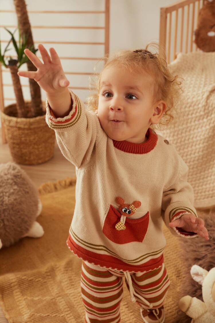 Wholesale 2-Piece Unisex Baby Organic Knitwear Set with Sweater and Pants 3-12M - Brand: Uludağ Triko - Kids & Baby Clothes Wholesale - Globality Store