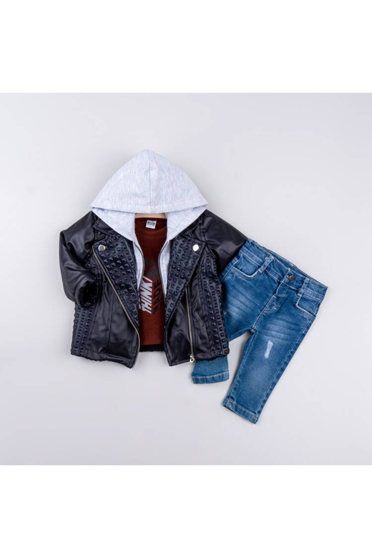 Wholesale 3-Piece Baby Boy Jacket Sweat and Jeans Trousers Set 6-24M - Brand: Bubbly - Kids & Baby Clothes Wholesale - Globality Store