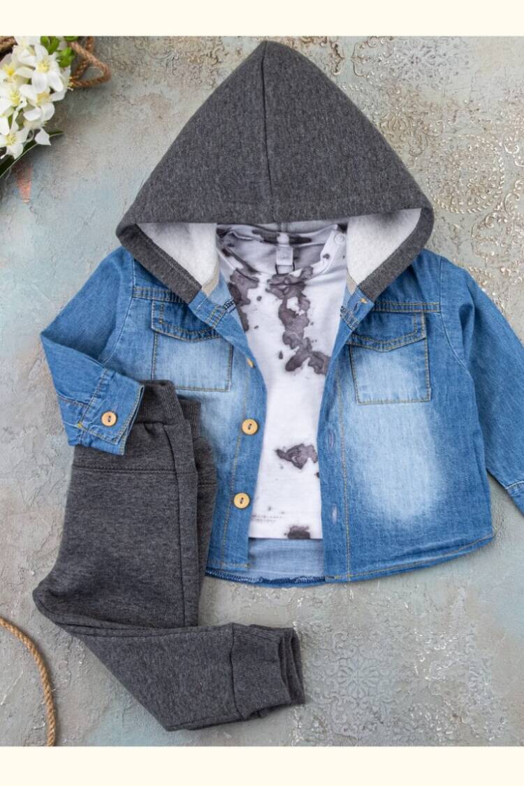 Wholesale 3-Piece Baby Boys Set with Jacket, Body and Sweatpants 9-24M - Brand: Balbala - Kids & Baby Clothes Wholesale - Globality Store