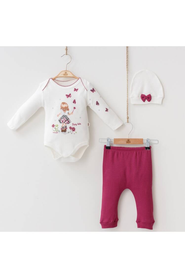 Wholesale 3-Piece Baby Girls Bodysuit Set with Hat and Pants 3-12M - Brand: Minizeyn - Kids & Baby Clothes Wholesale - Globality Store