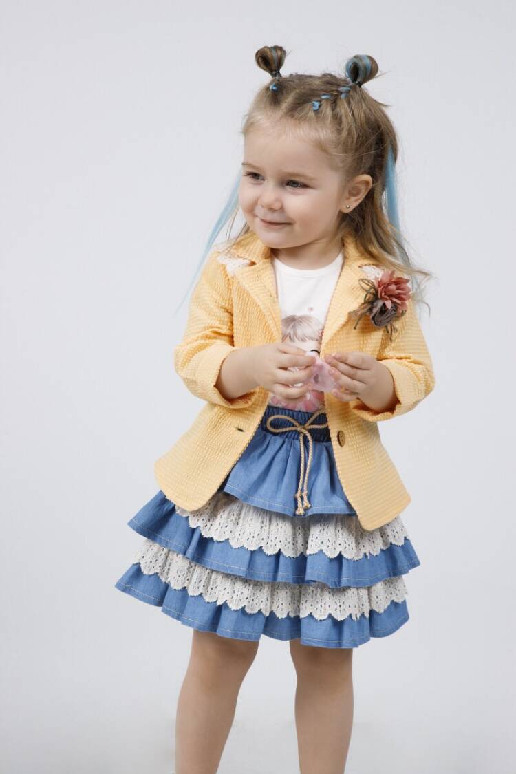 Wholesale 3-Piece Baby Girls Jacket T-shirt and Skirt Set 9-24M - Brand: Miss Lore - Kids & Baby Clothes Wholesale - Globality Store