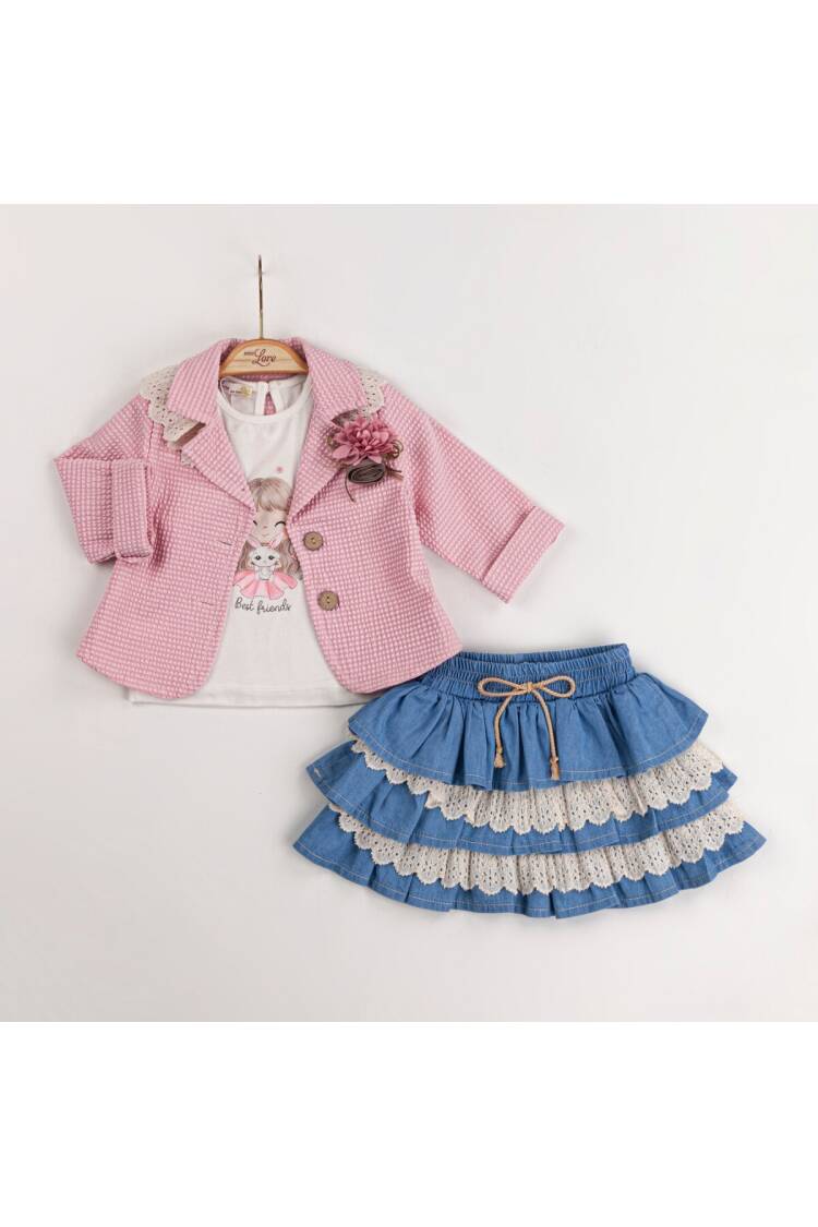Wholesale 3-Piece Baby Girls Jacket T-shirt and Skirt Set 9-24M - Brand: Miss Lore - Kids & Baby Clothes Wholesale - Globality Store