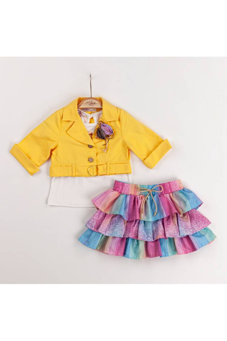 Wholesale 3-Piece Baby Girls Jacket T-shirt and Skirt Set 9-24M - Brand: Miss Lore - Kids & Baby Clothes Wholesale - Globality Store