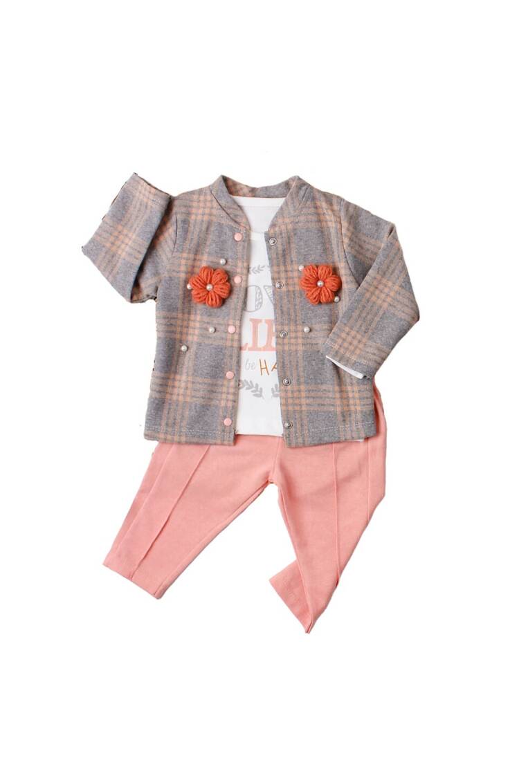 Wholesale 3-Piece Baby Girls Set with Jacket, Pants and Long Sleeve T-shirt 9-24M - Brand: Kidexs - Kids & Baby Clothes Wholesale - Globality Store