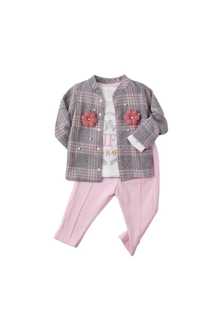 Wholesale 3-Piece Baby Girls Set with Jacket, Pants and Long Sleeve T-shirt 9-24M - Brand: Kidexs - Kids & Baby Clothes Wholesale - Globality Store