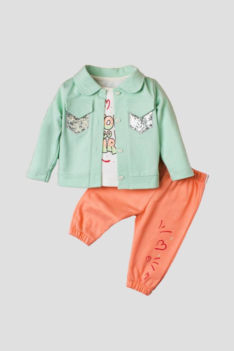 Wholesale 3-Piece Baby Girls Set with Jacket, Pants and T-Shirt 9-24M - Brand: Kidexs - Kids & Baby Clothes Wholesale - Globality Store