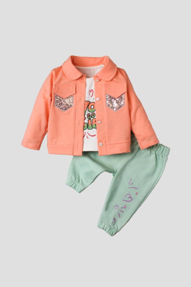 Wholesale 3-Piece Baby Girls Set with Jacket, Pants and T-Shirt 9-24M - Brand: Kidexs - Kids & Baby Clothes Wholesale - Globality Store