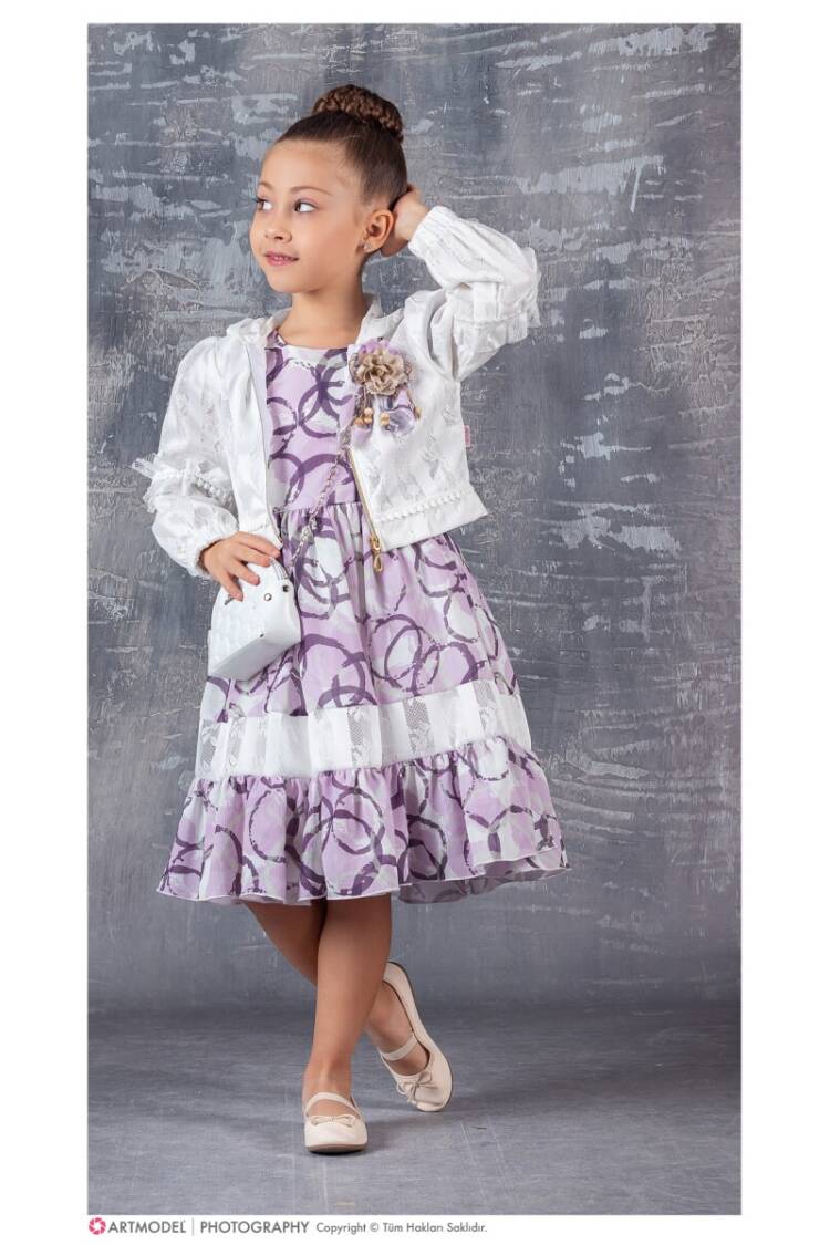 Wholesale 3-Piece Girls Dress Set with Bag and Bolero 6-12Y - Brand: Tivido - Kids & Baby Clothes Wholesale - Globality Store