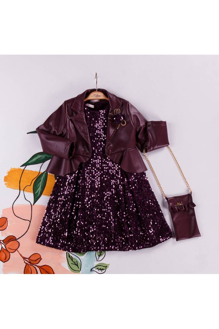 Wholesale 3-Piece Girls Dress with Bag and Leatherette Vest 2-6Y - Brand: Miss Lore - Kids & Baby Clothes Wholesale - Globality Store