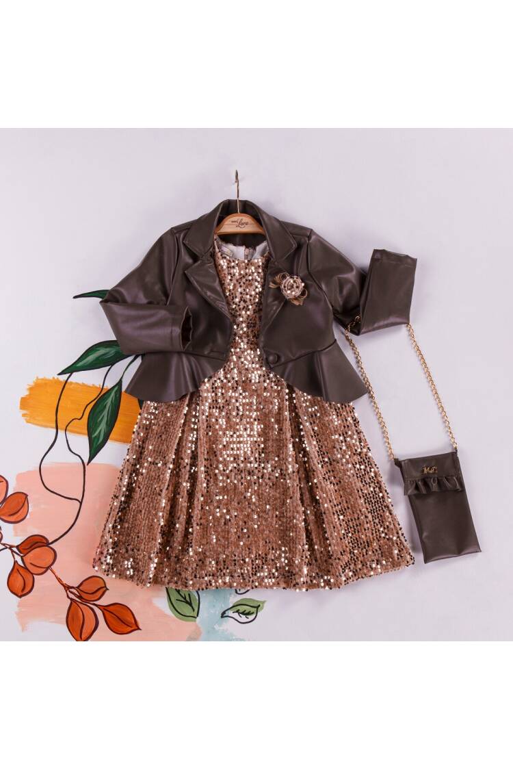 Wholesale 3-Piece Girls Dress with Bag and Leatherette Vest 2-6Y - Brand: Miss Lore - Kids & Baby Clothes Wholesale - Globality Store