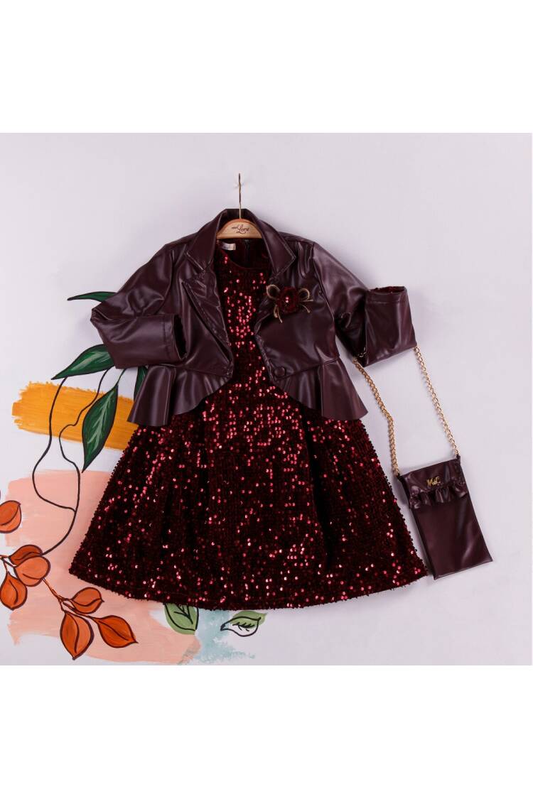 Wholesale 3-Piece Girls Dress with Bag and Leatherette Vest 2-6Y - Brand: Miss Lore - Kids & Baby Clothes Wholesale - Globality Store