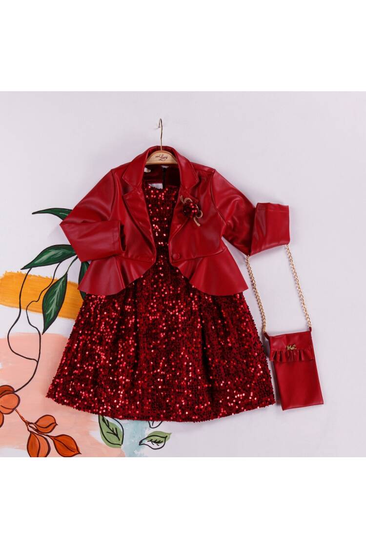 Wholesale 3-Piece Girls Dress with Bag and Leatherette Vest 2-6Y - Brand: Miss Lore - Kids & Baby Clothes Wholesale - Globality Store