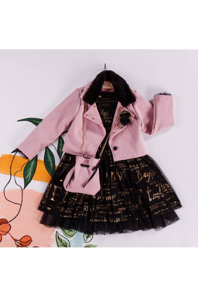 Wholesale 3-Piece Girls Dress with Fur Jacket and Bag 2-6Y - Brand: Miss Lore - Kids & Baby Clothes Wholesale - Globality Store